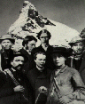 Lord F. Douglas, D. R. Hadow, Ch. Hudson, E. Whymper mit den Fhrern M. A. Croz und P. Taugwalder und Sohn